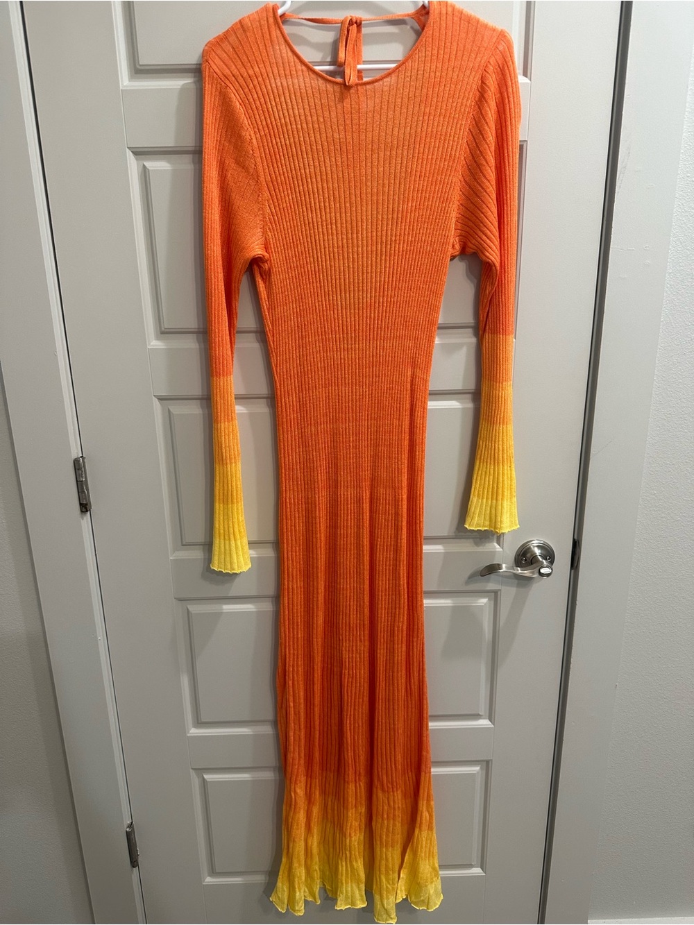 Ribbed Ombre Maxi Dress in Orange and Yellow